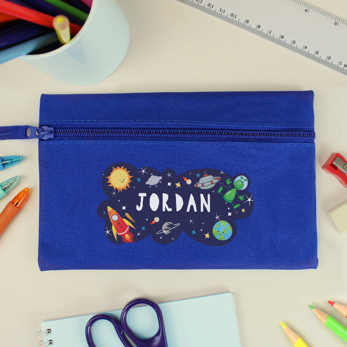 Personalised Children’s Space Blue Pencil Case