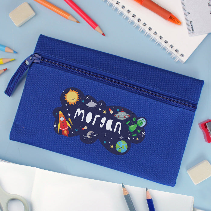 Personalised Children’s Space Blue Pencil Case