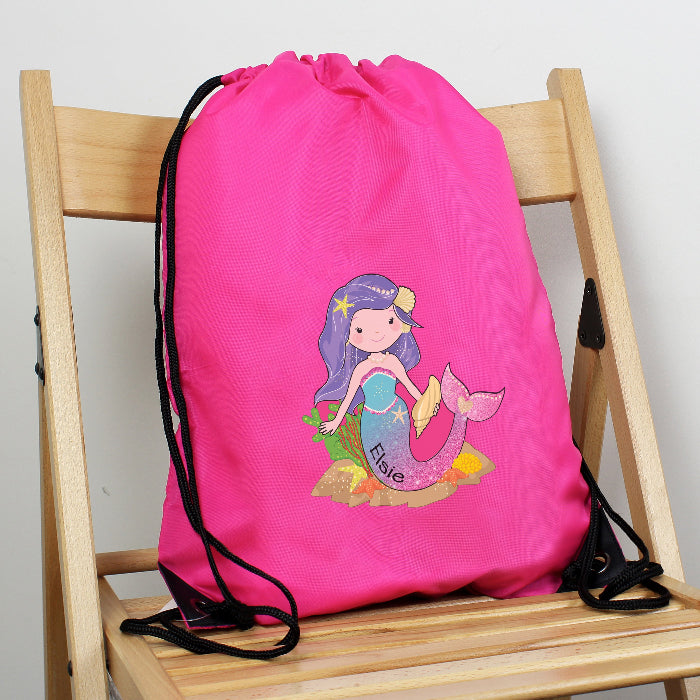 Personalised Mermaid Pink Swim & Kit Bag