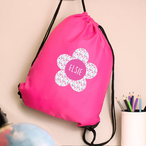 Personalised Flower Pink Swim & Kit Bag