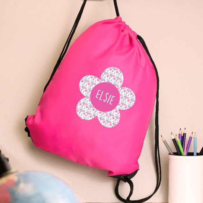 Personalised Flower Pink Swim & Kit Bag