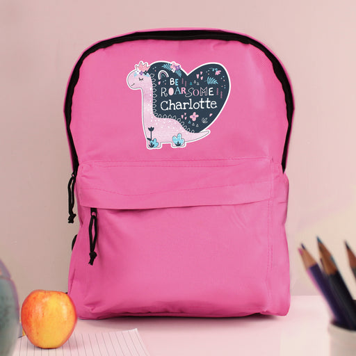 Personalised Dinosaur Kid’s Backpack - Pink
