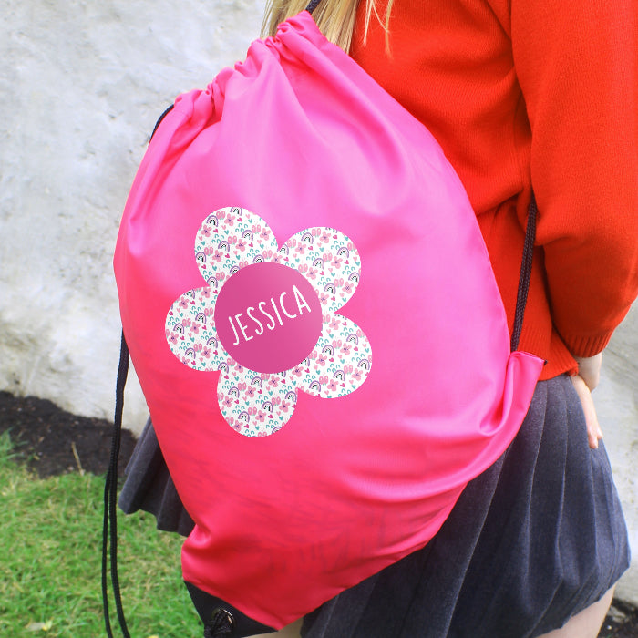 Personalised Flower Pink Swim & Kit Bag