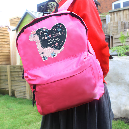 Personalised Dinosaur Kid’s Backpack - Pink