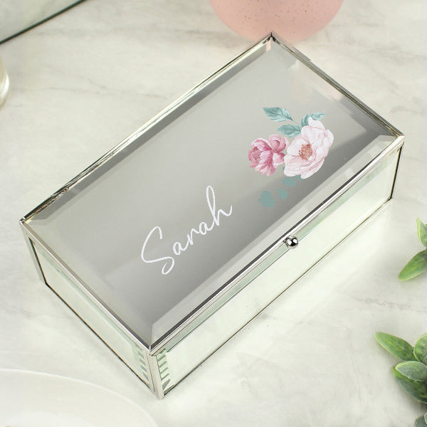 Personalised Floral Design Jewellery Box With Name