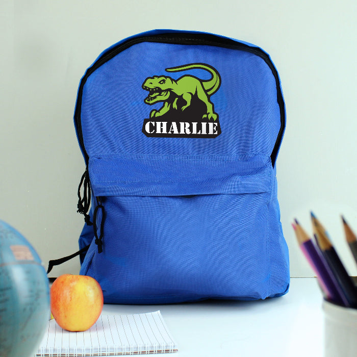 Personalised Children’s Dinosaur Blue Backpack - Back To School