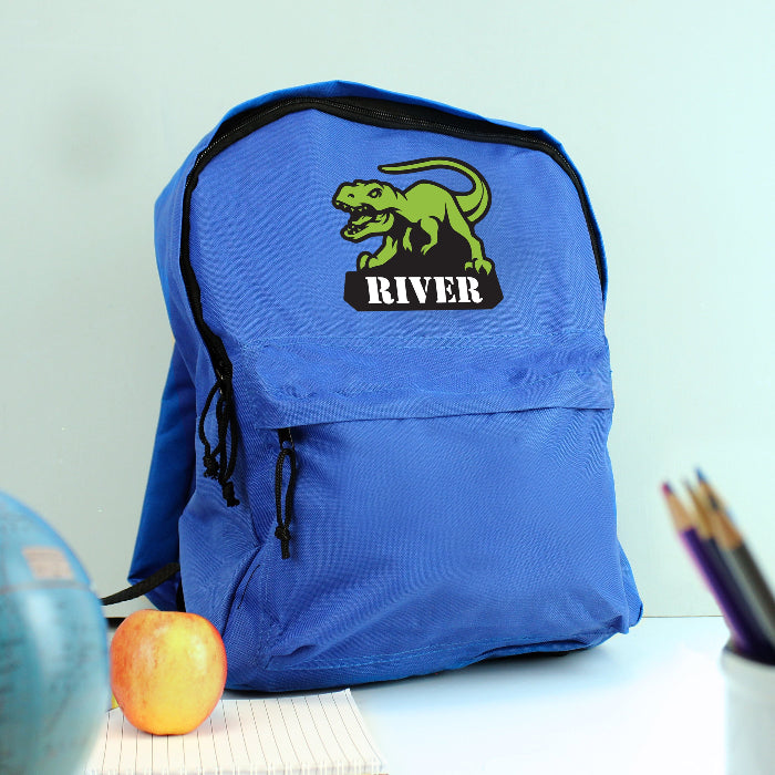 Personalised Children’s Dinosaur Blue Backpack - Back To School