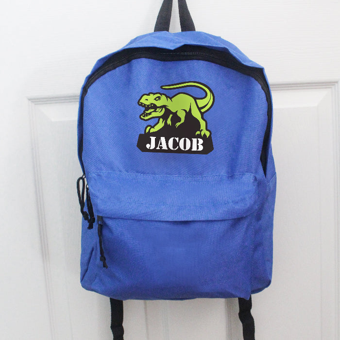 Personalised Children’s Dinosaur Blue Backpack - Back To School