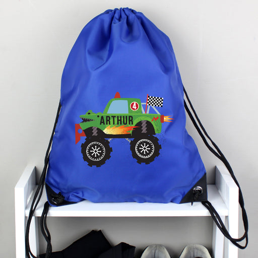 Personalised Monster Truck Blue Swim & Kit Bag