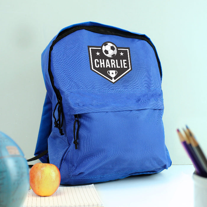 Personalised Children’s Football Blue Backpack - Back To School
