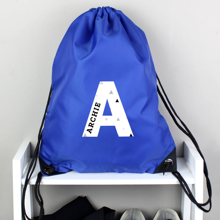 Personalised Initial Blue Swim & Kit Bag