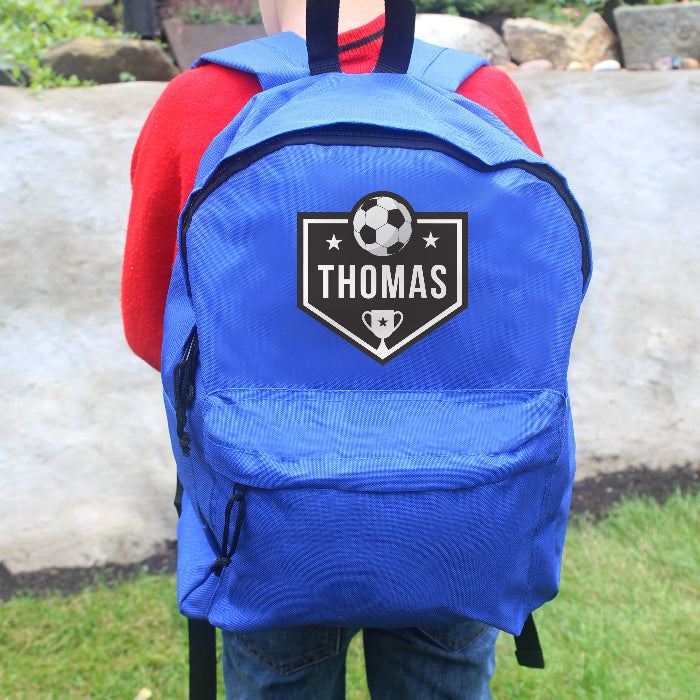 Personalised Children’s Football Blue Backpack - Back To School