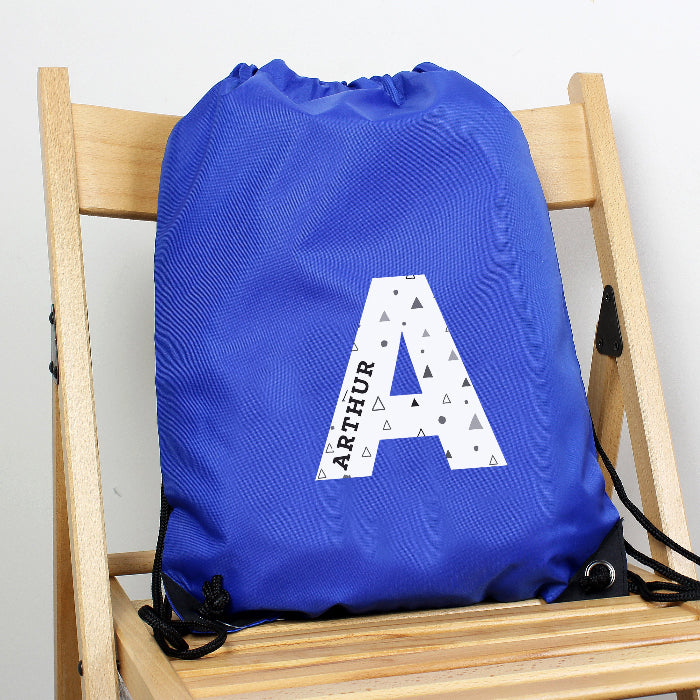 Personalised Initial Blue Swim & Kit Bag