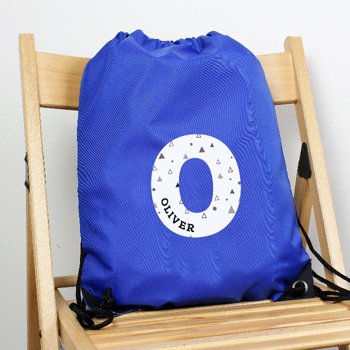Personalised Initial Blue Swim & Kit Bag