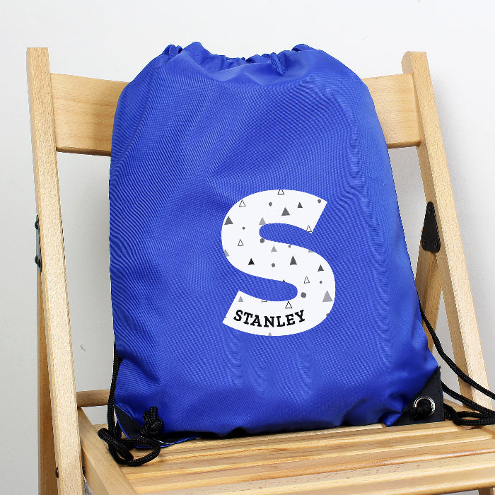 Personalised Initial Blue Swim & Kit Bag