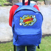 Personalised Superhero Comic Kid’s Backpack - Blue