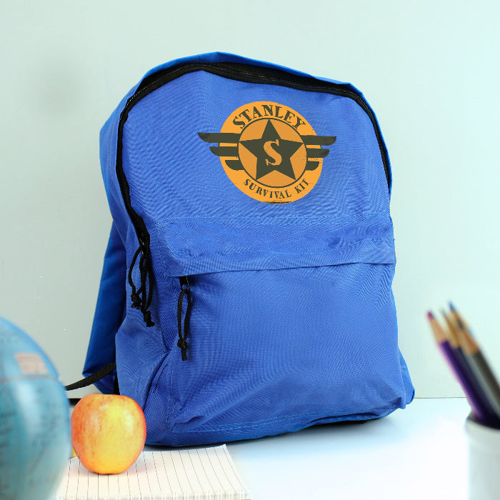 Personalised Children’s Badge Blue Backpack - Back To School