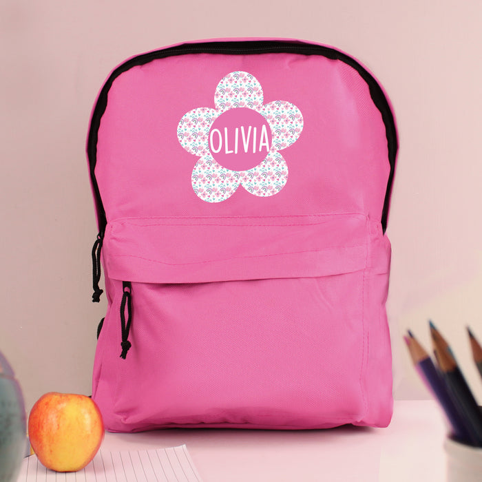 Personalised Flower Kid’s Backpack - Pink