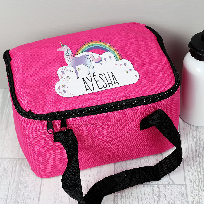 Personalised Unicorn Pink Lunch Bag - Back To School