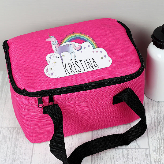 Personalised Unicorn Pink Lunch Bag - Back To School