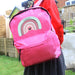 Personalised Pastel Rainbow Pink Backpack - Back To School