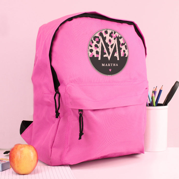 Personalised Children’s Leopard Print Pink Backpack - Back To School