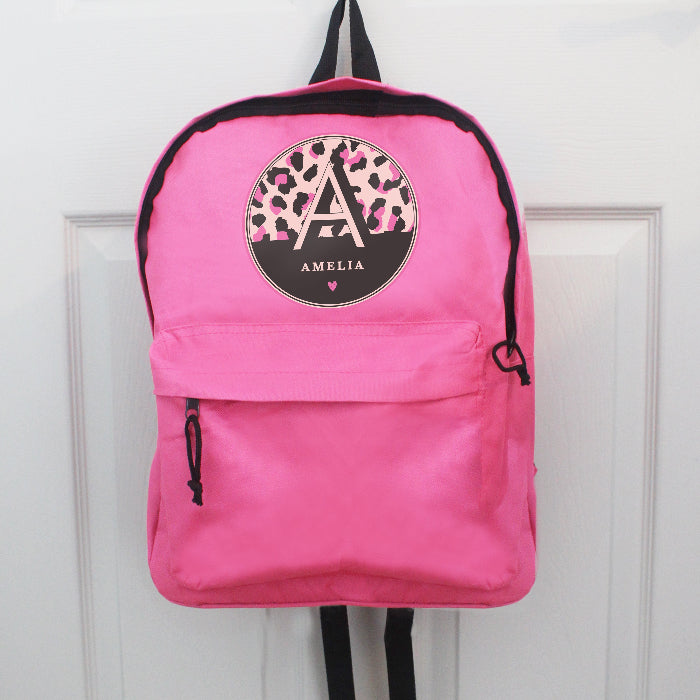 Personalised Children’s Leopard Print Pink Backpack - Back To School