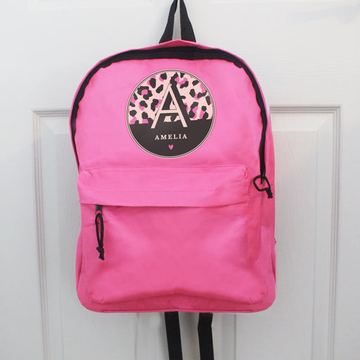 Personalised Leopard Print Kid’s Backpack - Pink