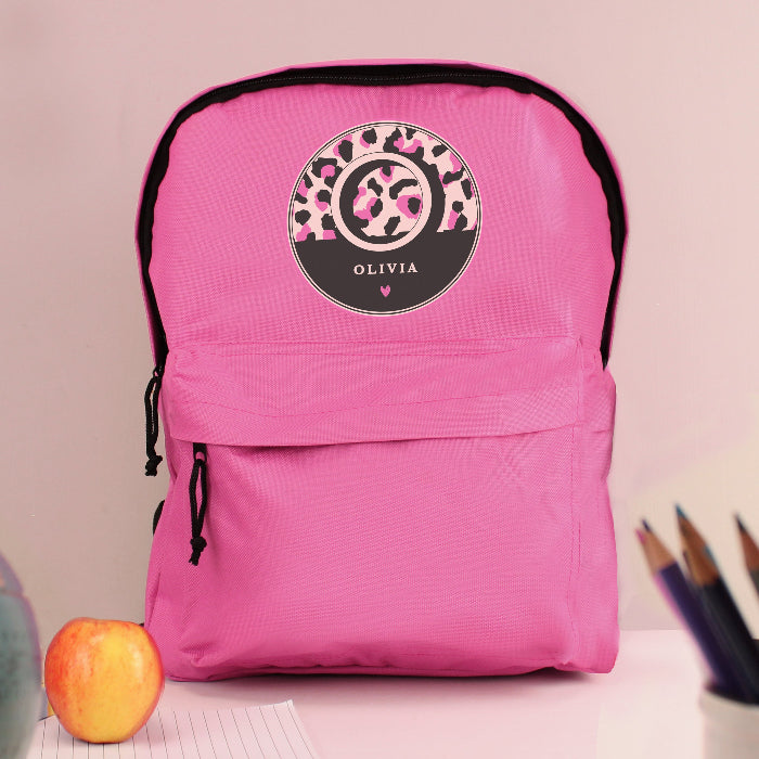Personalised Children’s Leopard Print Pink Backpack - Back To School