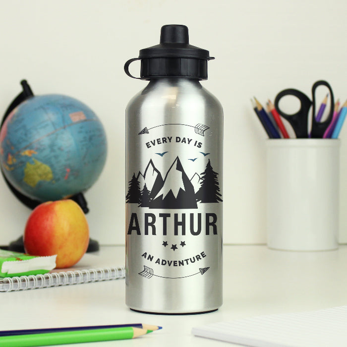 Personalised Adventure Silver Drinks Bottle - Back To School