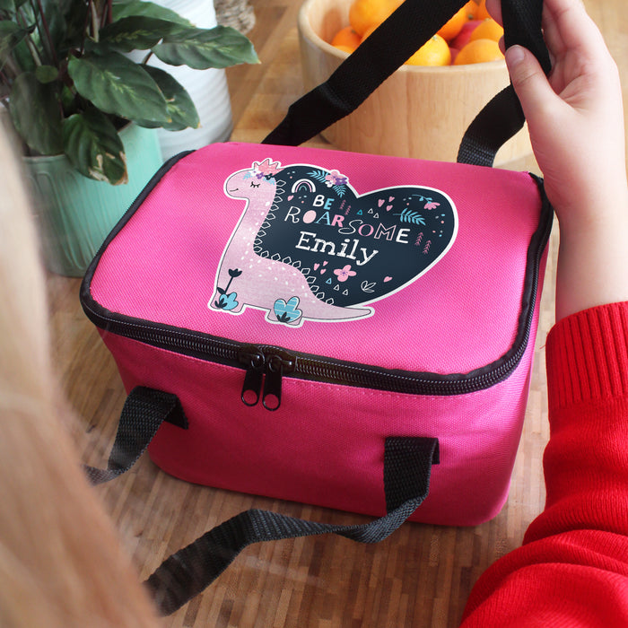 Personalised Dinosaur Lunch Bag - Pink