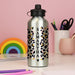 Personalised Leopard Print Silver Drinks Bottle - Back To School