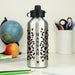 Personalised Leopard Print Silver Drinks Bottle - Back To School