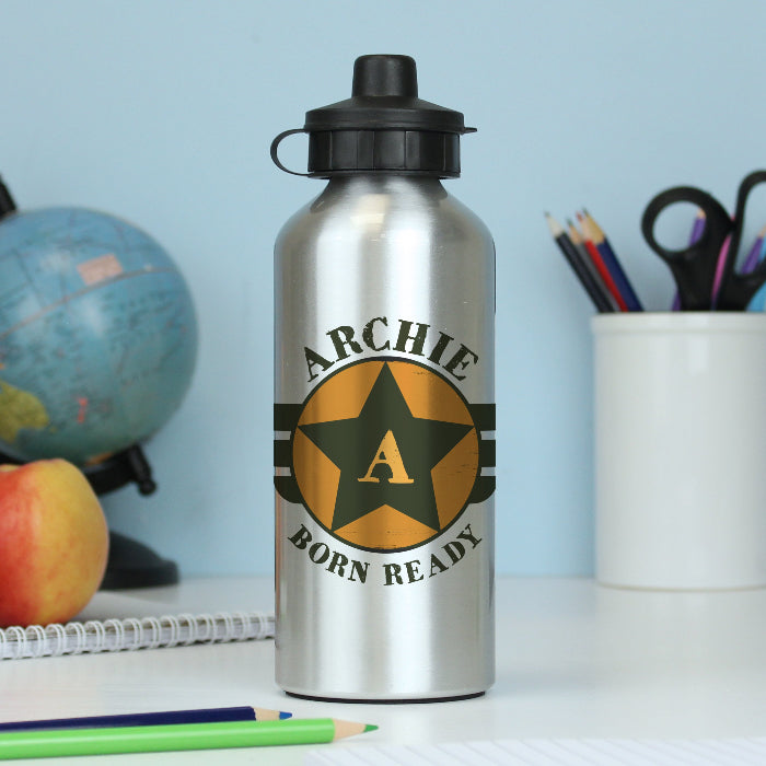 Personalised Badge Silver Drinks Bottle - Back To School
