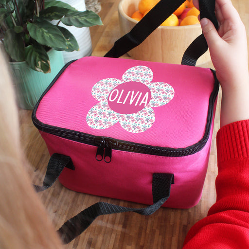 Personalised Flower Lunch Bag - Pink