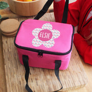 Personalised Flower Pink Lunch Bag - Back To School