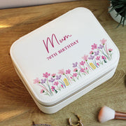 70th Birthday Floral Faux Leather Jewellery Box - Custom Text