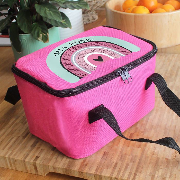 Personalised Rainbow Pink Lunch Bag - Back To School
