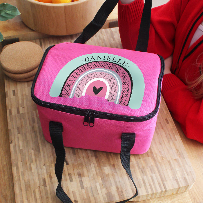 Personalised Rainbow Pink Lunch Bag - Back To School