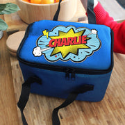 Personalised Superhero Comic Blue Lunch Bag - Back To School 