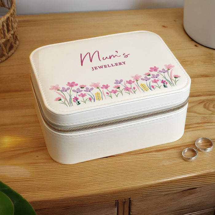 70th Birthday Floral Faux Leather Jewellery Box - Custom Text