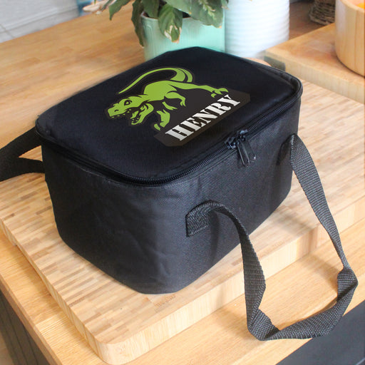 Personalised Dinosaur Lunch Bag - Black