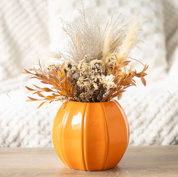 Autumn Orange Pumpkin Shaped Vase - Home Decor
