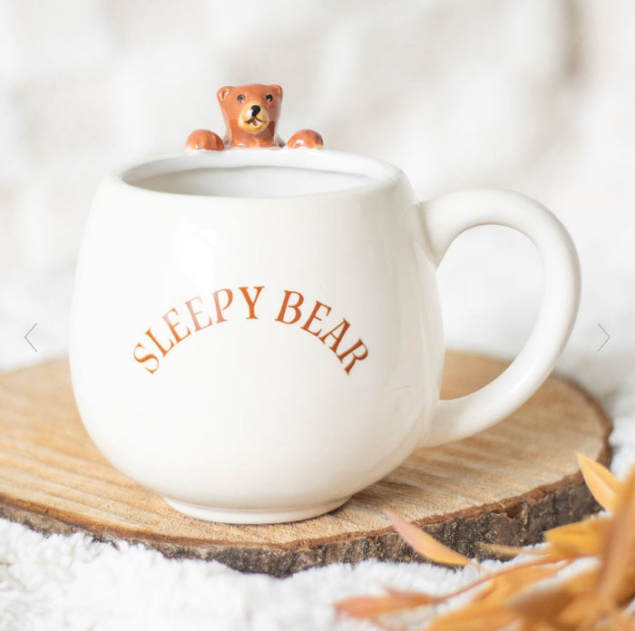 Novelty Sleepy Bear Rounded Mug - Autumn Home Decor 