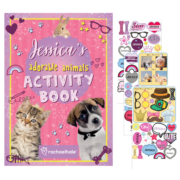 Personalised Children’s Adorable Animals Activity Book With Stickers
