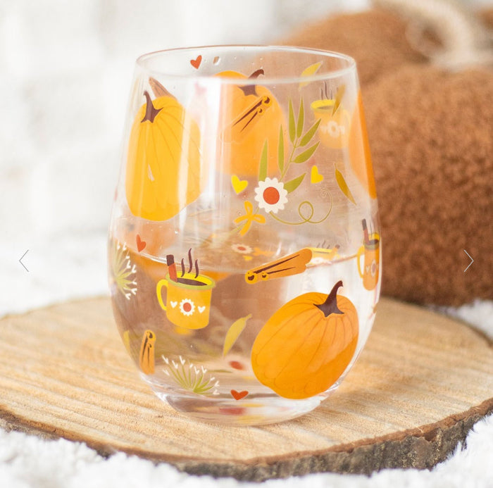 Autumn Days Print Stemless Wine Glass - Home Decor 
