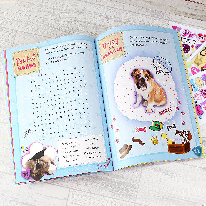 Personalised Children’s Adorable Animals Activity Book With Stickers