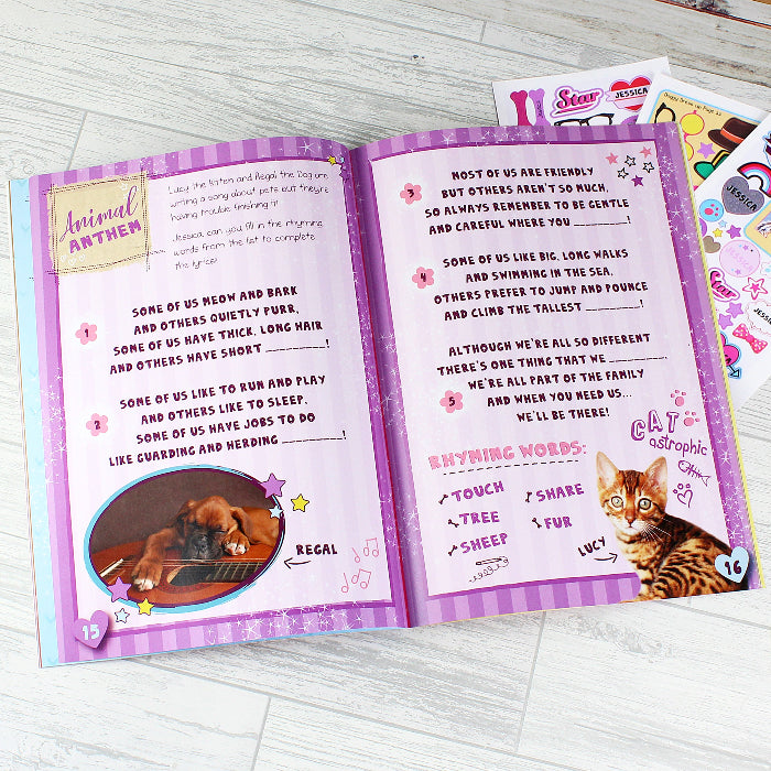 Personalised Children’s Adorable Animals Activity Book With Stickers