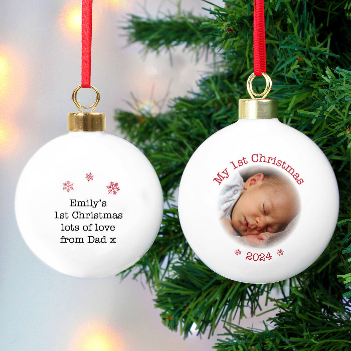 Personalised My 1st Christmas Photo Upload Bauble