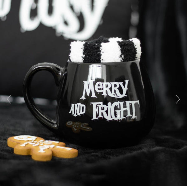 Gothic Christmas Merry and Fright Mug and Socks Set